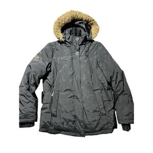 Free Country Power Down Series Womens M Black Double Zip Winter Coat w/ Hood